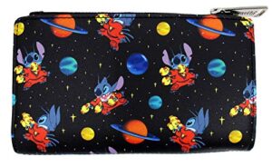 loungefly x disney stitch in space allover-print flap wallet (black multi, one size)