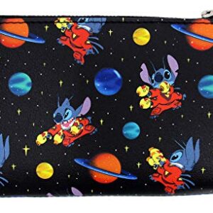 Loungefly x Disney Stitch in Space Allover-Print Flap Wallet (Black Multi, One Size)