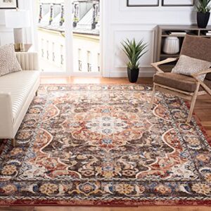 safavieh bijar collection 8′ x 10′ brown / rust bij648d traditional oriental distressed non-shedding living room bedroom dining home office area rug