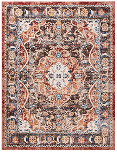 SAFAVIEH Bijar Collection 8' x 10' Brown / Rust BIJ648D Traditional Oriental Distressed Non-Shedding Living Room Bedroom Dining Home Office Area Rug