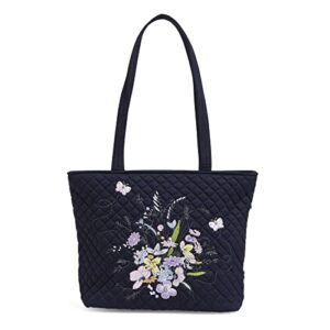vera bradley women’s cotton small vera tote bag, embroidered bloom boom navy, one size