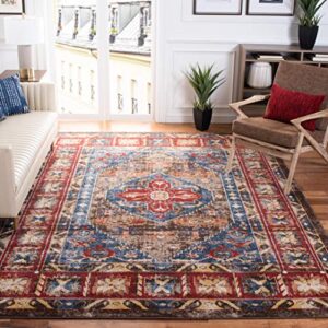 safavieh bijar collection 4′ x 6′ brown / royal bij621c traditional oriental distressed non-shedding living room bedroom accent rug