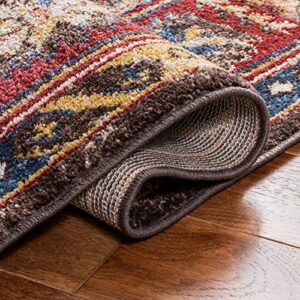 SAFAVIEH Bijar Collection 4' x 6' Brown / Royal BIJ621C Traditional Oriental Distressed Non-Shedding Living Room Bedroom Accent Rug