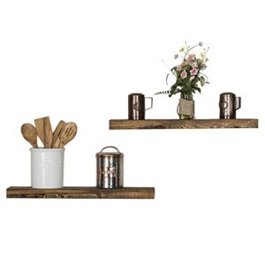 Del Hutson Designs Inch, Dark Walnut Handmade Rustic Pine Floating Wall Shelves, Set of 2, 24", 24 Inch