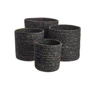 design ideas melia baskets, nested set of 4 woven jute cylinder containers, black