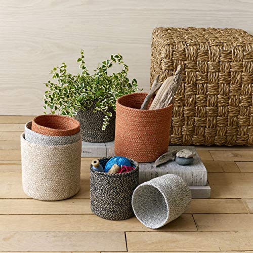 Design Ideas Melia Baskets, Nested Set of 4 Woven Jute Cylinder Containers, Black