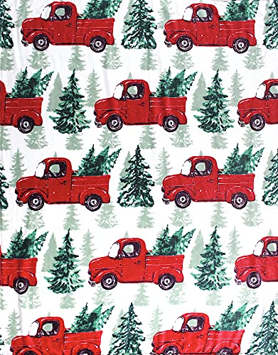 Serafina Home Christmas Holiday Throw Blanket: Country Rustic Red Truck with Tree Design, Picking Out The Tree