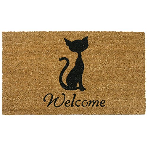 Rubber-Cal Meow Welcome Mats Cat Doormat, 18 x 30-Inch, Brown