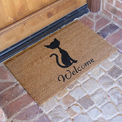 Rubber-Cal Meow Welcome Mats Cat Doormat, 18 x 30-Inch, Brown