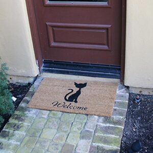 Rubber-Cal Meow Welcome Mats Cat Doormat, 18 x 30-Inch, Brown