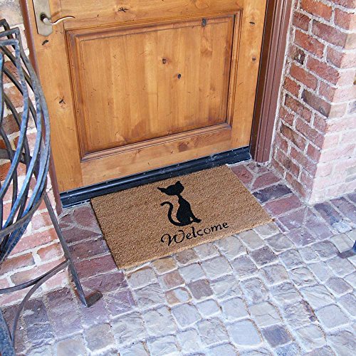 Rubber-Cal Meow Welcome Mats Cat Doormat, 18 x 30-Inch, Brown