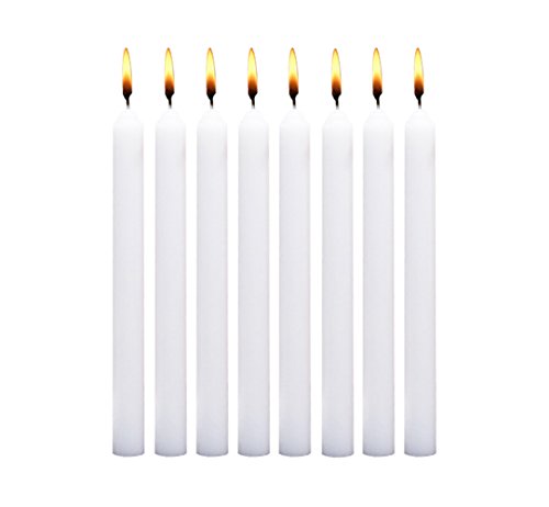 LANKER 18 Pack Taper Candles – 8 Inch Dripless Unscented Smokeless Candles – 6.5 Hours Burning Time - Decoration for Wedding, Churches, Dinner, Halloween and Christmas (White)