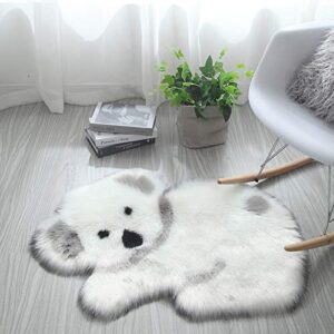 zah shag area rug 23.6 x 35.4 inches animal shaggy carpet home decor soft fluffy fur mat for bedroom bathroom indoor sheepskin doormat (koala)