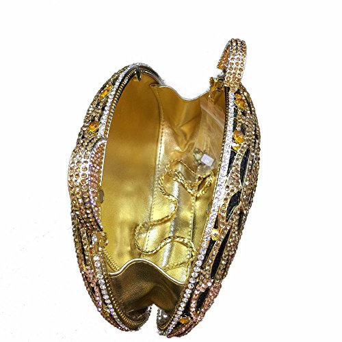 nice buy Lady Dazzle Full Diamond Clutch Tiger Head Evening Bag Bling Rhinestone Chain Cross Body Bag Animal Purse (Gold 1), Medium