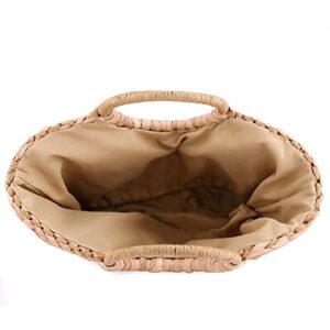 EROUGE Straw Bag Handmade Weave Tassels Handbag Multiple Decoration Options Hobo Bags (Brown)