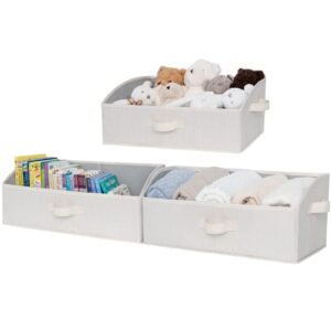 storageworks closet storage bins, trapezoid storage box, fabric bins and baskets, 3-pack, jumbo, mixing of beige, white & ivory