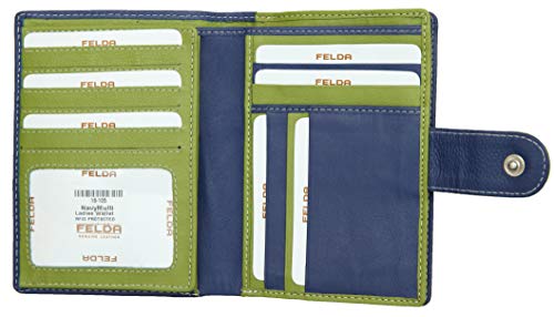 Felda RFID Genuine Leather Ladies Large Purse Wallet 23 Card Slot With Coin Section