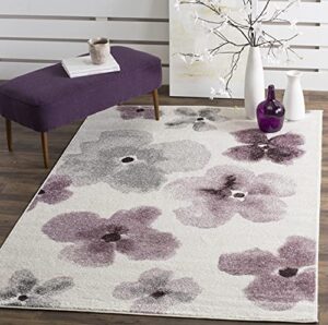 safavieh adirondack collection 4′ x 6′ ivory / purple adr123l floral watercolor non-shedding living room bedroom accent rug