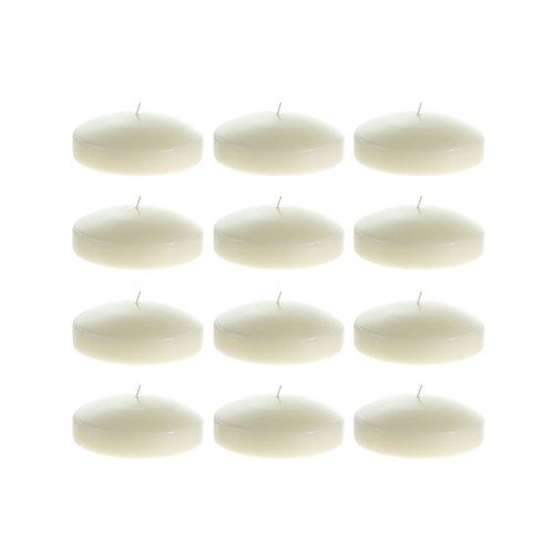 Mega Candles 12 pcs Unscented Ivory Floating Disc Candle, Hand Poured Paraffin Wax Candles 3 Inch Diameter, Home Décor, Wedding Receptions, Baby Showers, Birthdays, Celebrations & Party Favors