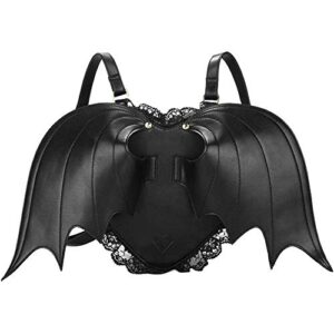 women backpack novelty bat wings daypack gothic purse punk lace lolita bag lady, black