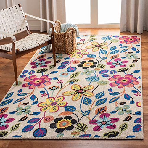 SAFAVIEH Four Seasons Collection 2'6" x 4' Ivory/Multi FRS427A Hand-Hooked Floral Accent Rug