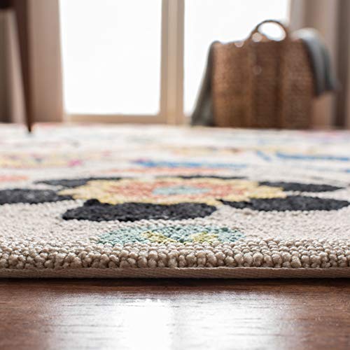 SAFAVIEH Four Seasons Collection 2'6" x 4' Ivory/Multi FRS427A Hand-Hooked Floral Accent Rug