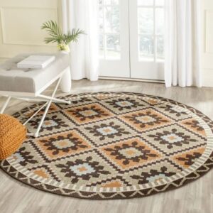 SAFAVIEH Veranda Collection 2'7" x 5' Green / Terracotta VER096 Boho Indoor/ Outdoor Non-Shedding Easy--Cleaning Patio Backyard Porch Deck Mudroom Area--Rug