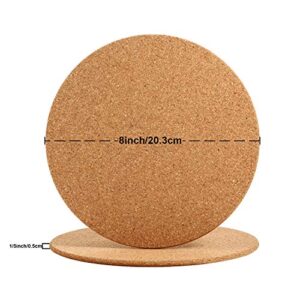 Boao Wooden Thick Cork Drink Coasters, for Home Bar Kitchen Restaurant Cafe Wedding Supplies (0.3 Inch Thick x 8 Inch Diameter, 3 Pieces)