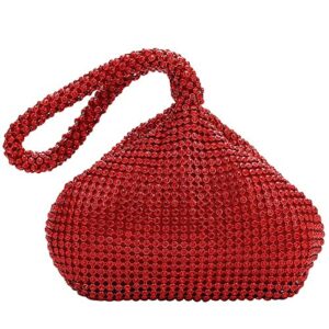 aijun women’s rhinestone purse evening bags sparkly glitter triangle clutch purses for women evening party prom cocktail red