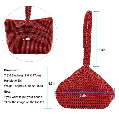 AIJUN Women's Rhinestone Purse Evening Bags Sparkly Glitter Triangle Clutch Purses for Women Evening Party Prom Cocktail Red