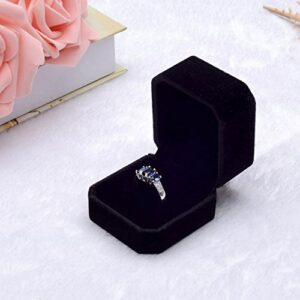 Wowagoga Velvet Ring Jewelry Storage Box Gift Box, Ring Earrings Jewelry Counter Display Props - Black