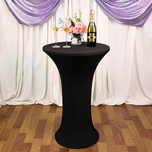 JISEN Cocktail Spandex Fitted Stretchable Elastic Tablecloth 24x43 Inch Black