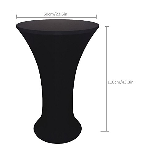 JISEN Cocktail Spandex Fitted Stretchable Elastic Tablecloth 24x43 Inch Black