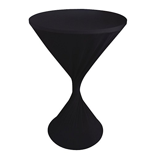 JISEN Cocktail Spandex Fitted Stretchable Elastic Tablecloth 24x43 Inch Black