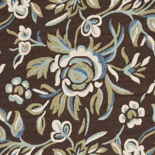 SAFAVIEH Veranda Collection 5'3" x 7'7" Chocolate / Aqua VER011 Floral Indoor/ Outdoor Non-Shedding Easy--Cleaning Patio Backyard Porch Deck Mudroom Area--Rug