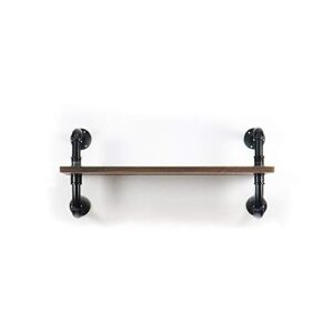kinmade industrial pipe shelf wall shelf rustic wood with black iron pipe 1 tier