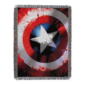 marvel’s captain america, “star shield” woven tapestry throw blanket, 48″ x 60″, multi color