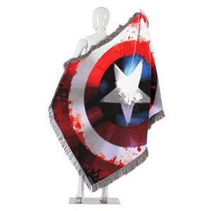 Marvel's Captain America, "Star Shield" Woven Tapestry Throw Blanket, 48" x 60", Multi Color