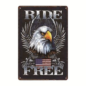 legend ride free american bald eagle usa flag distress look metal garage tin sign 12″ x 8″