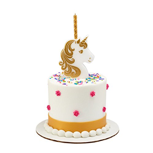 Decopac 23001 Golden Unicorn Birthday Candle Holder With Three Gold Candles