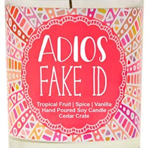 Adios Fake ID Scented Candle - 21st Birthday Gifts for Her, Finally Legal, R.I.P Fake ID, 21st Birthday Candles Gift idea for Women, Happy 21st Birthday for Women, Funny Birthday Gift Ideas