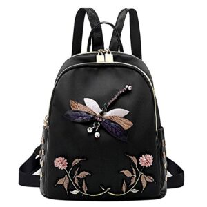 eilova 3d dragonfly embroidery backpack floral book bag satchel purse handbag