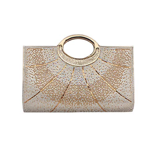 GESU Clutch Purses for Women Rhinestone Evening Bag Wedding Party Cocktail Purses Handbags,Gold.