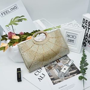 GESU Clutch Purses for Women Rhinestone Evening Bag Wedding Party Cocktail Purses Handbags,Gold.