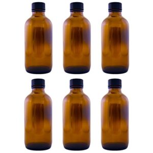 amber glass bottle 4oz w/ lid (6 pcs)