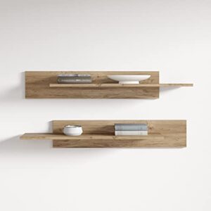 meble furniture & rugs fly modular wall mounted floating 2 piece shelf set (type-mx) (oak)