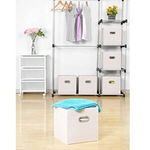 MaidMAX Storage Bins 12x12x12, for Home Organization and Storage, Toy Storage Cube, Closet Organizers and Storage, with Dual Plastic Handles, Beige, Set of 6