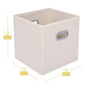 MaidMAX Storage Bins 12x12x12, for Home Organization and Storage, Toy Storage Cube, Closet Organizers and Storage, with Dual Plastic Handles, Beige, Set of 6