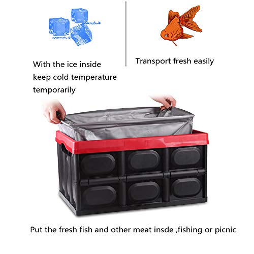 KINGCAV Plastic Durable Cargo Storage Box Weathertight Storage Organizer Box Secure Snap-on Lid Car Trunk Organizer Collapsible Storage Box