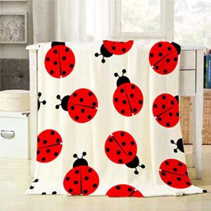 mugod ladybug throw blanket red and black ladybug seamless pattern on white background decorative soft warm cozy flannel plush throws blankets for baby toddler dog cat 30 x 40 inch